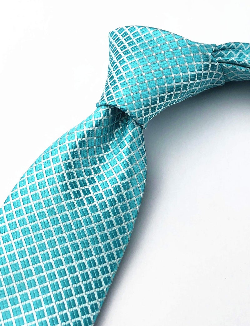 Elfeves Turquoise Ties Men's Lake Blue Silk Cravat Woven Tie Textile Business Casual Neckties - Image 4